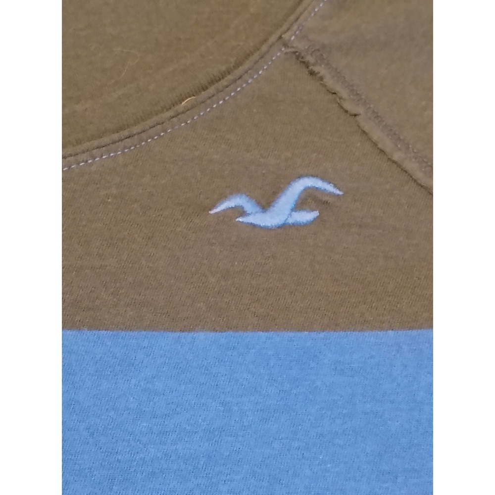 Hollister Womens Navy Blue Striped Raglan Long Sleeve Scoop Neck Top Size S - Picture 2 of 8
